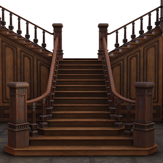 dřevěné rozdělující se schodiště
